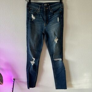 Hollister High Rise Super Skinny Jeans - Blue Ripped